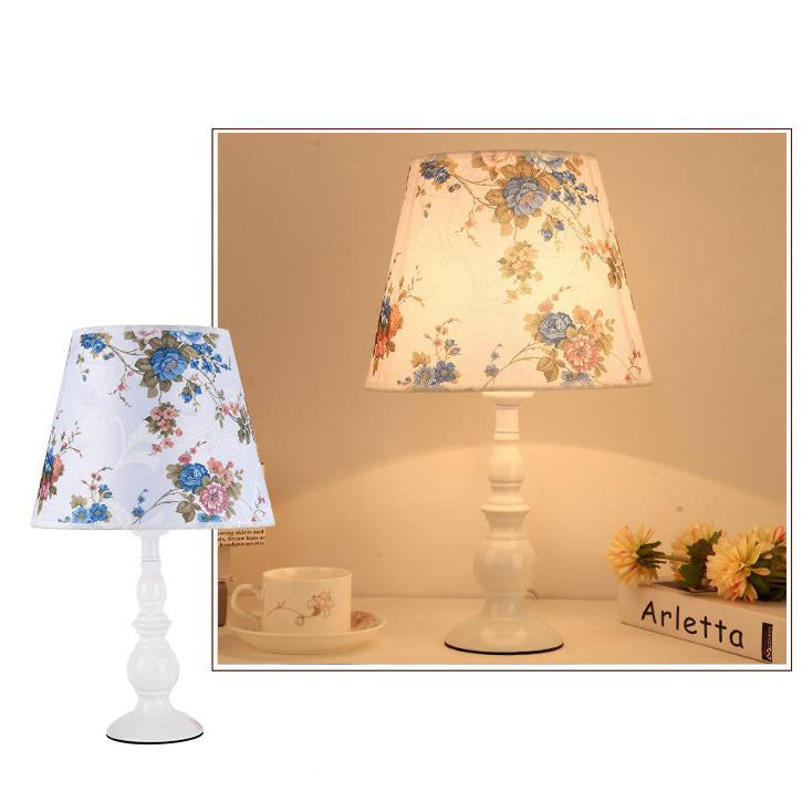 Floral Fabric Iron Vase Table Lamp