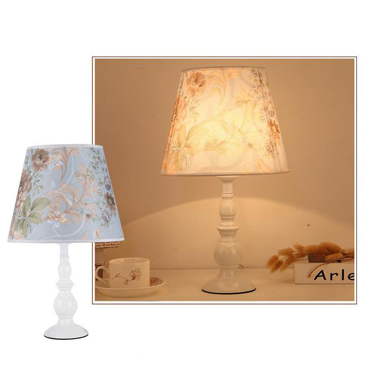 Floral Fabric Iron Vase Table Lamp