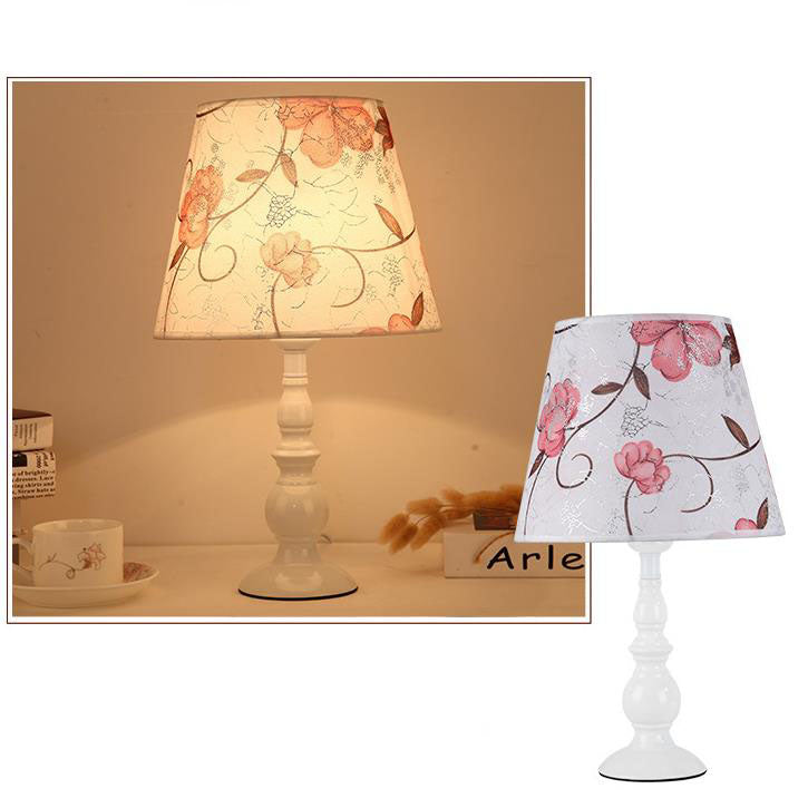 Floral Fabric Iron Vase Table Lamp