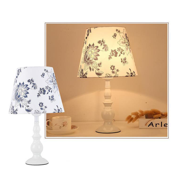 Floral Fabric Iron Vase Table Lamp