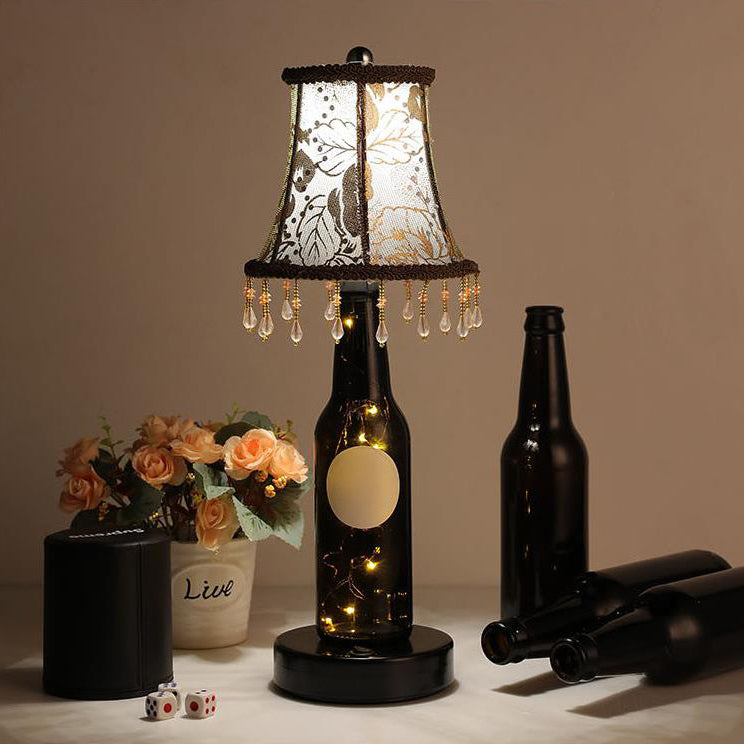 Fabric Lampshade Glass Bottle Table Lamp