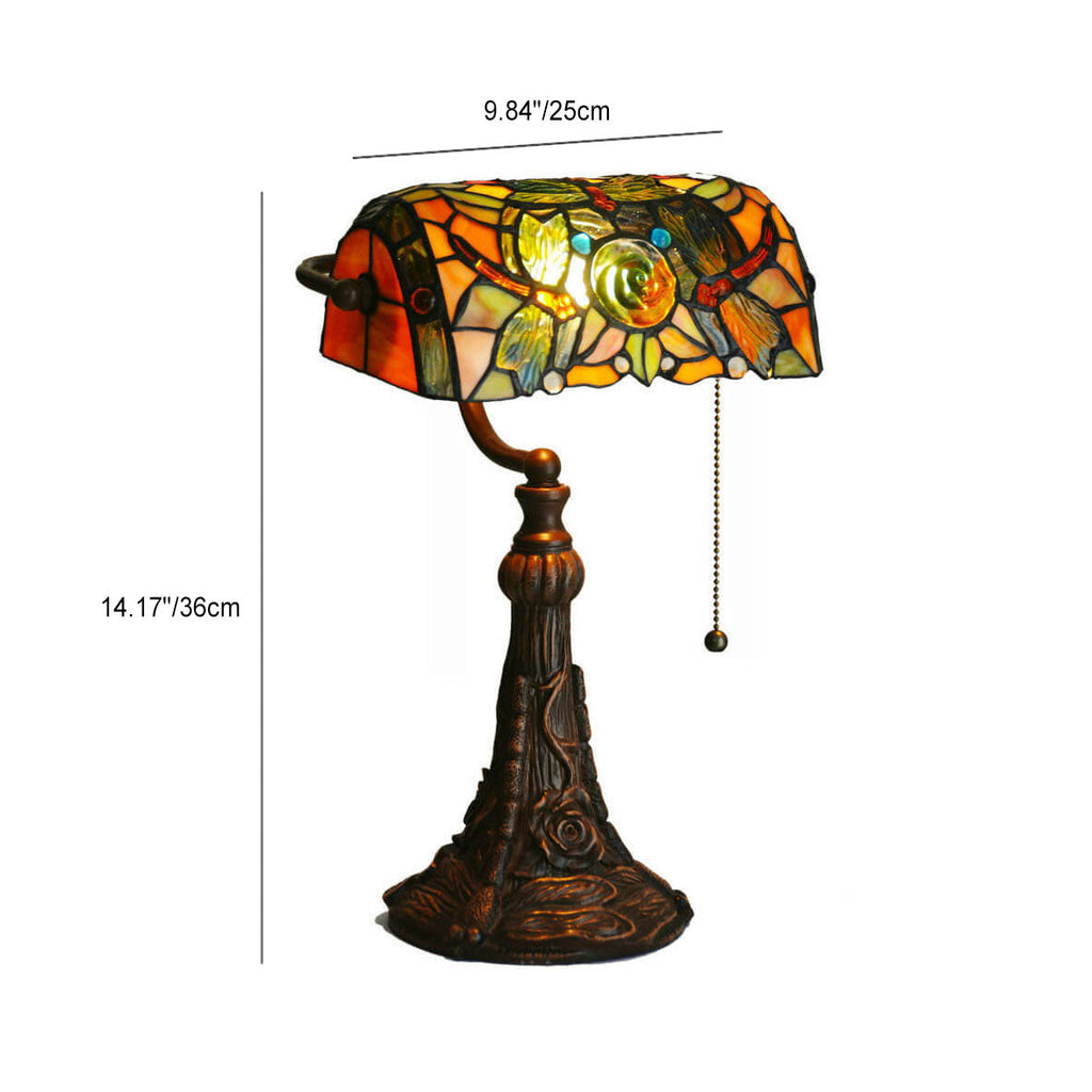 Dragonfly Rose Glass Table Lamp