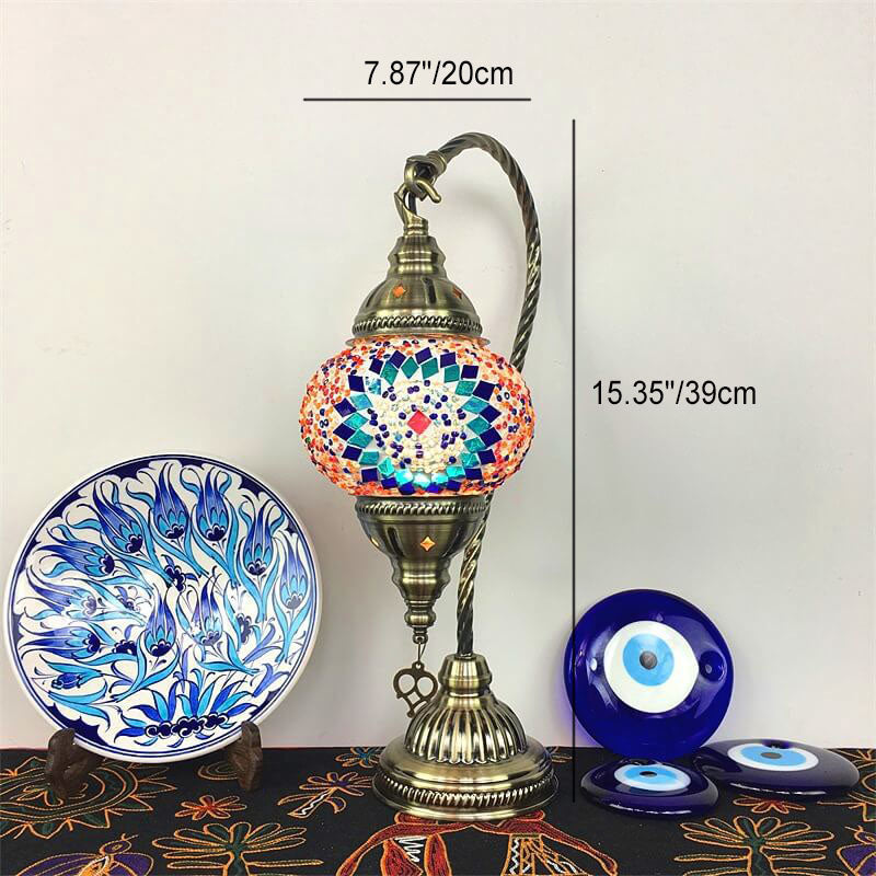 Handmade Stained Glass Metal Table Lamp