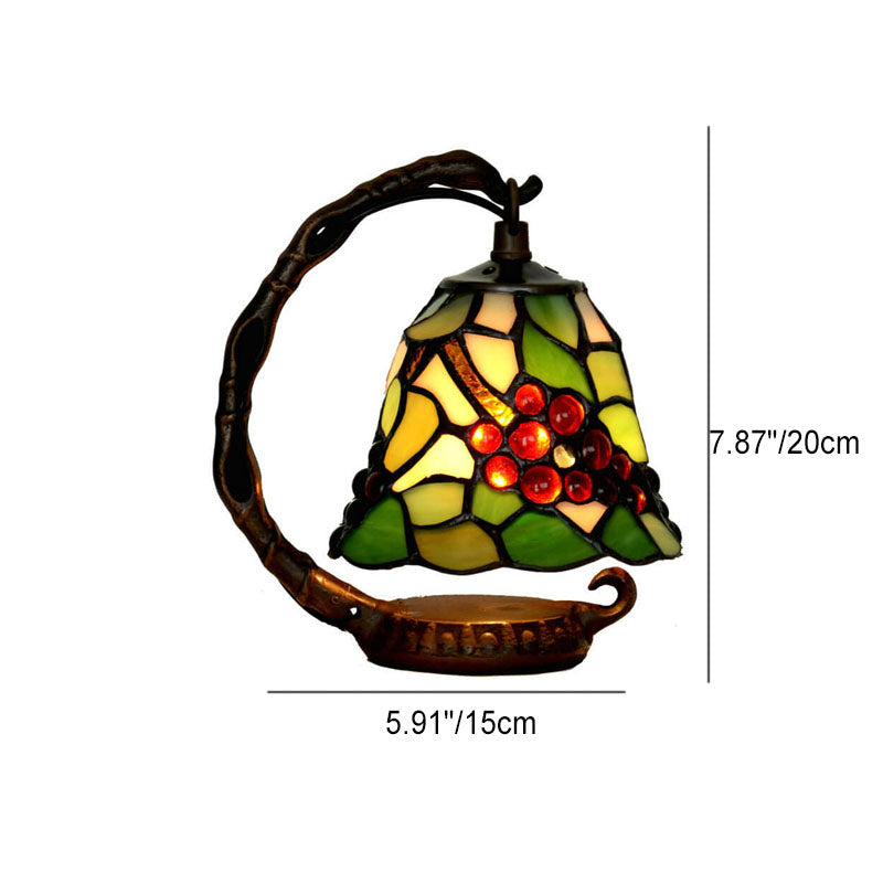 Grape Stained Glass Metal Table Lamp