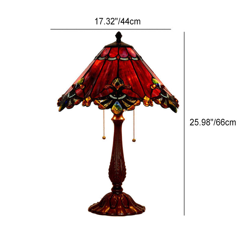 Mediterranean Stained Glass Tapered 2-Light Table Lamp