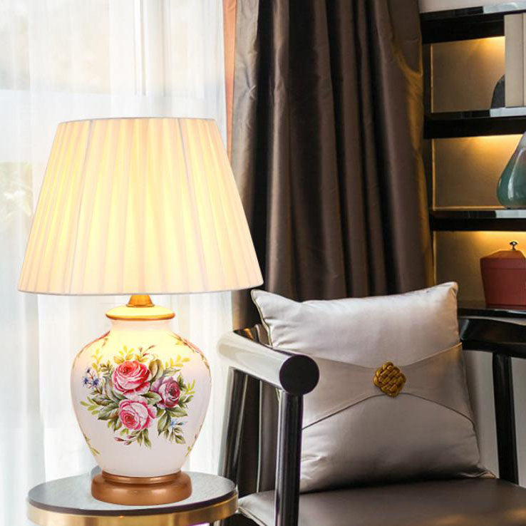 Warm Ceramic Cylindrical Table Lamp