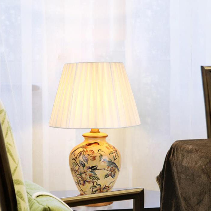 Warm Ceramic Cylindrical Table Lamp