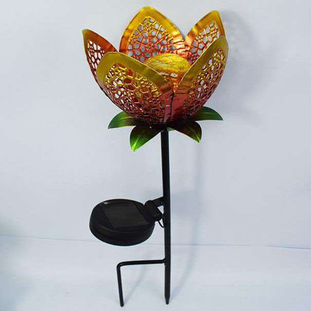 Wrought-Iron Hollow Petals Ground Outdoor Light