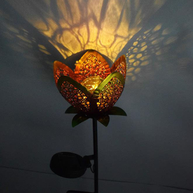 Wrought-Iron Hollow Petals Ground Outdoor Light