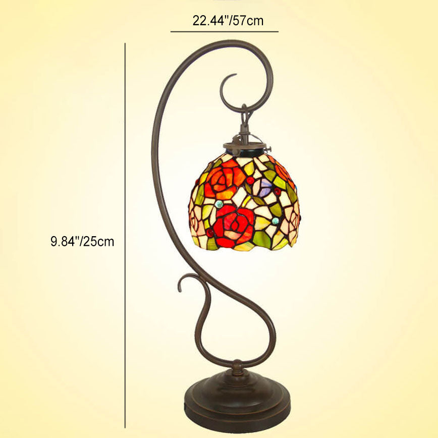 Rose Lantern Stained Glass Table Lamp