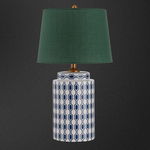 Cylindrical Ceramic Linen Hardware Table Lamp
