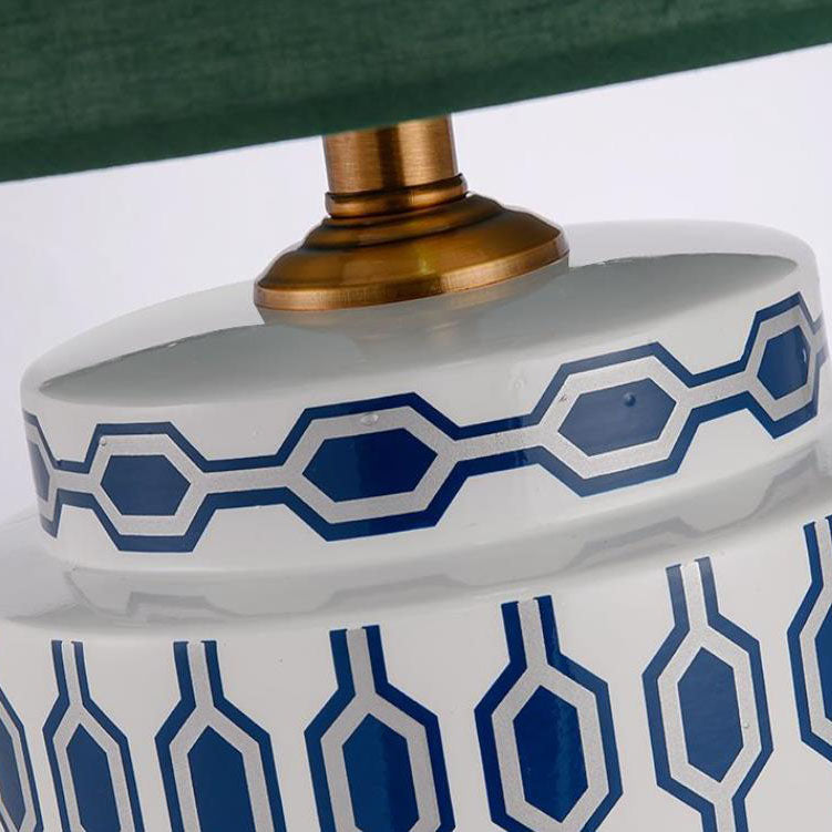 Cylindrical Ceramic Linen Hardware Table Lamp