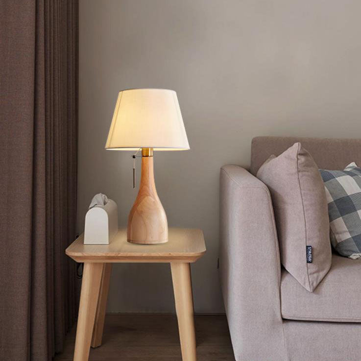 Vase Solid Wood Fabric Table Lamp