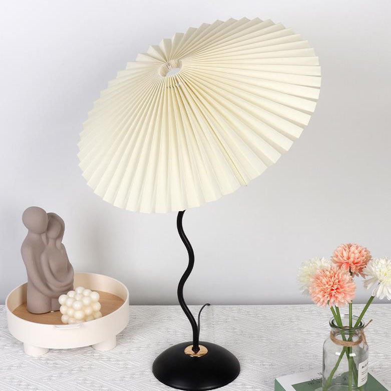 Pleated Fabric Round Iron Table Lamp