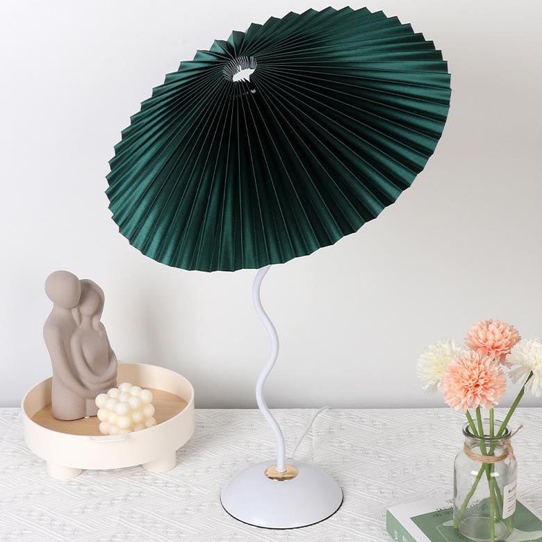 Pleated Fabric Round Iron Table Lamp