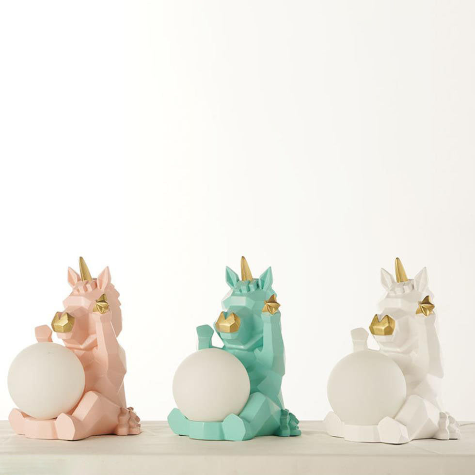 Resin Unicorn Glass Kids Table Lamp