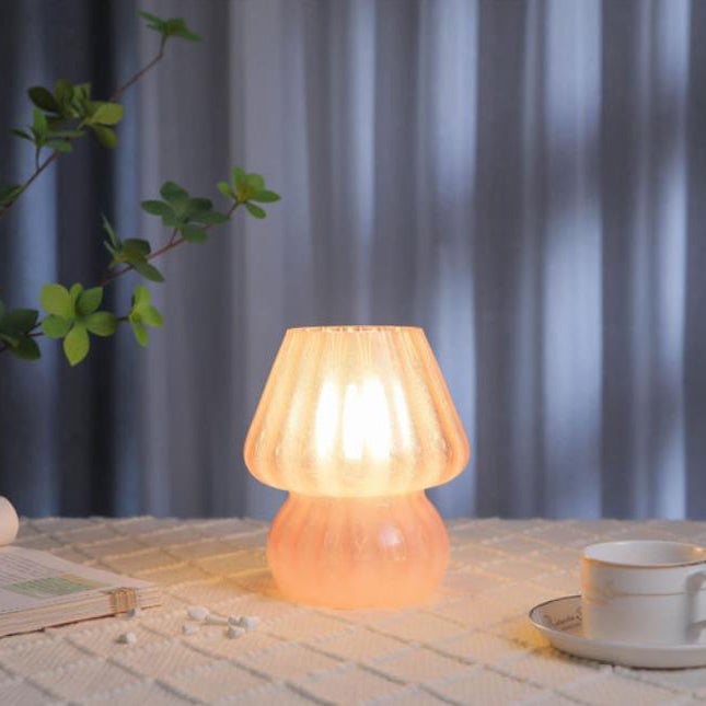 Glass Mushroom Bedroom Table Lamp