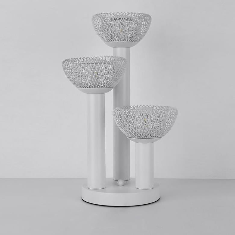 Eclectic Iron Mesh Geometric 3-Light Table Lamp