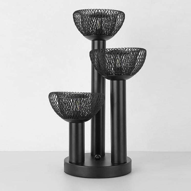 Eclectic Iron Mesh Geometric 3-Light Table Lamp