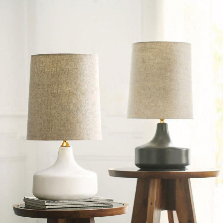Fabric Round Ceramic Jar Table Lamp