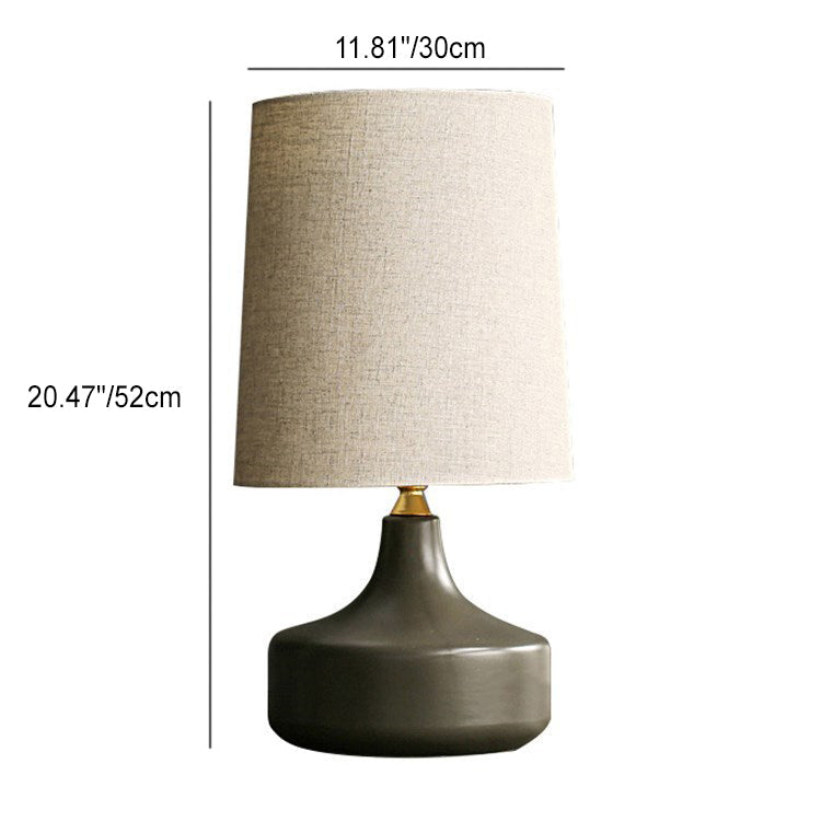 Fabric Round Ceramic Jar Table Lamp