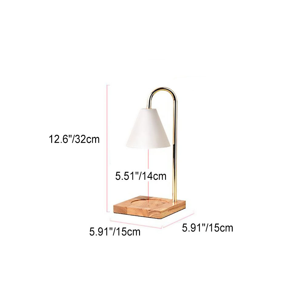 Conical Metal Wooden Melting Table Lamp