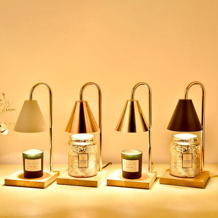 Conical Metal Wooden Melting Table Lamp