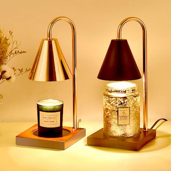Conical Metal Wooden Melting Table Lamp
