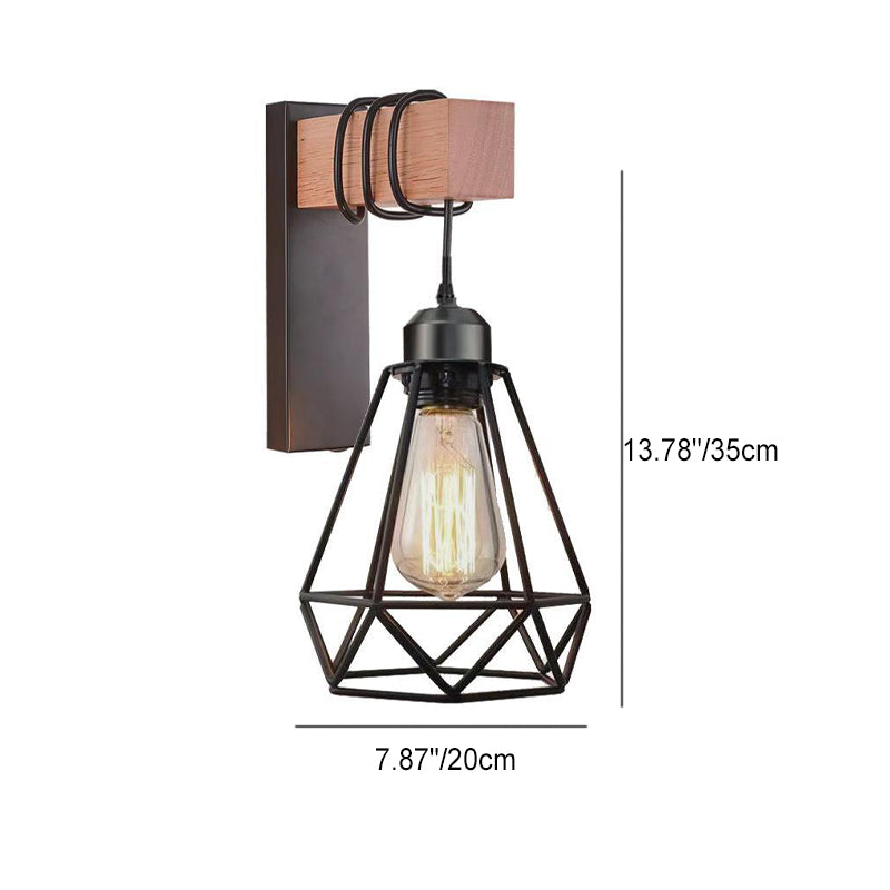 Oval Diamond Solid Wood Wall Lamp