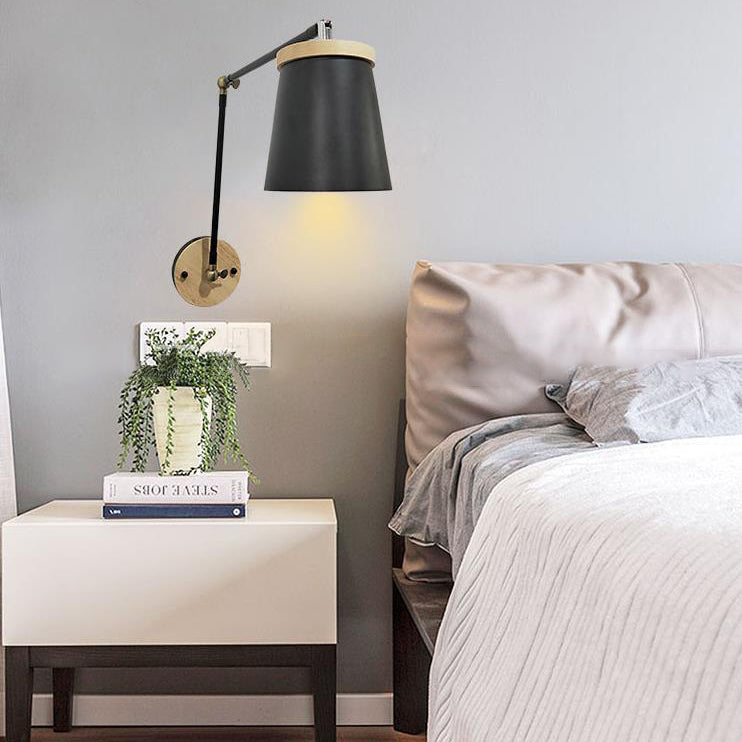Solid Wood Iron Cylinder Wall Lamp