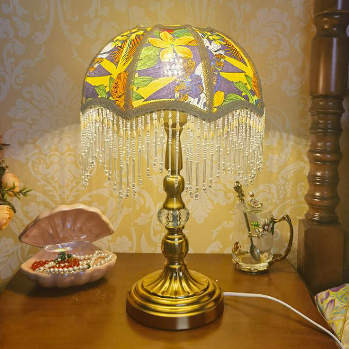 Round Tassel Umbrella Metal Table Lamp