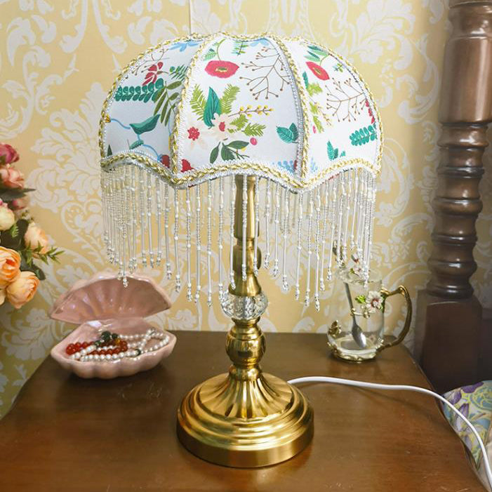 Round Tassel Umbrella Metal Table Lamp