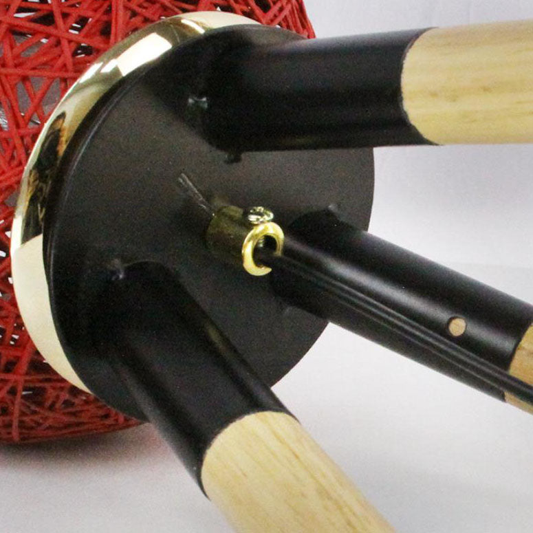 Faux Rattan Ball Wood Table Lamp