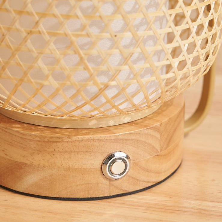 Bamboo Weaving Handheld Cylinder Table Lamp