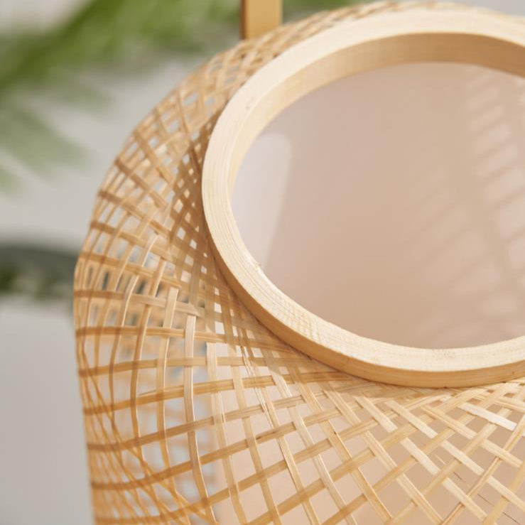 Bamboo Weaving Handheld Cylinder Table Lamp