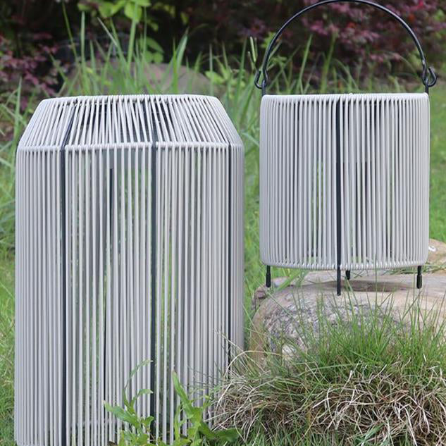 Cylindrical PE Rattan Patio Outdoor Light