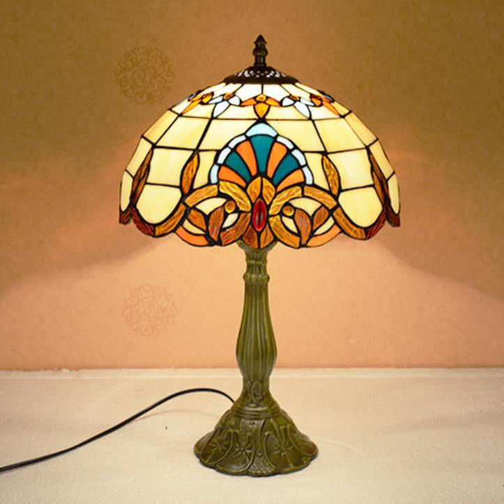 Umbrella Alloy Stained Glass Table Lamp