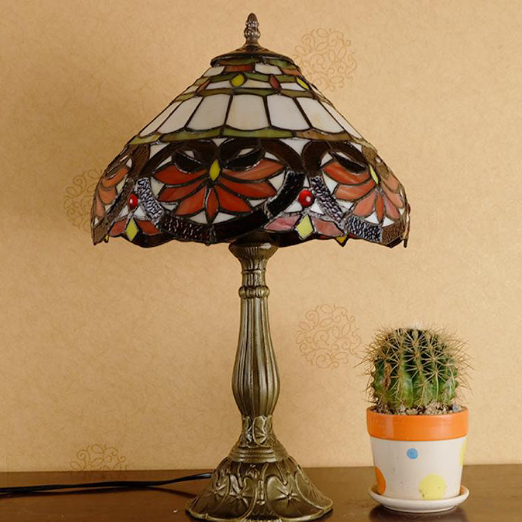 Umbrella Alloy Stained Glass Table Lamp