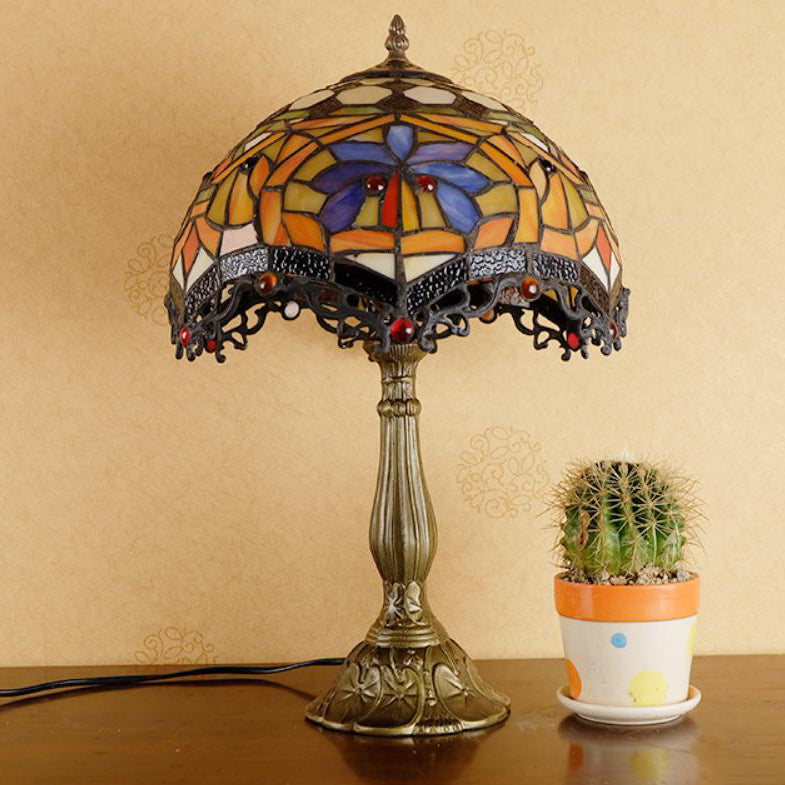 Umbrella Alloy Stained Glass Table Lamp