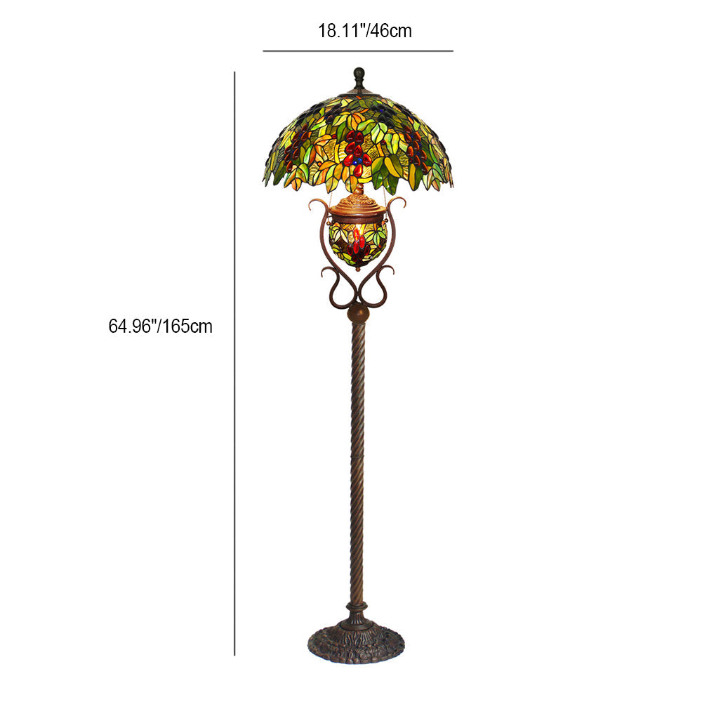 Stained Glass Grape Decor 3-Light Floor Lamp