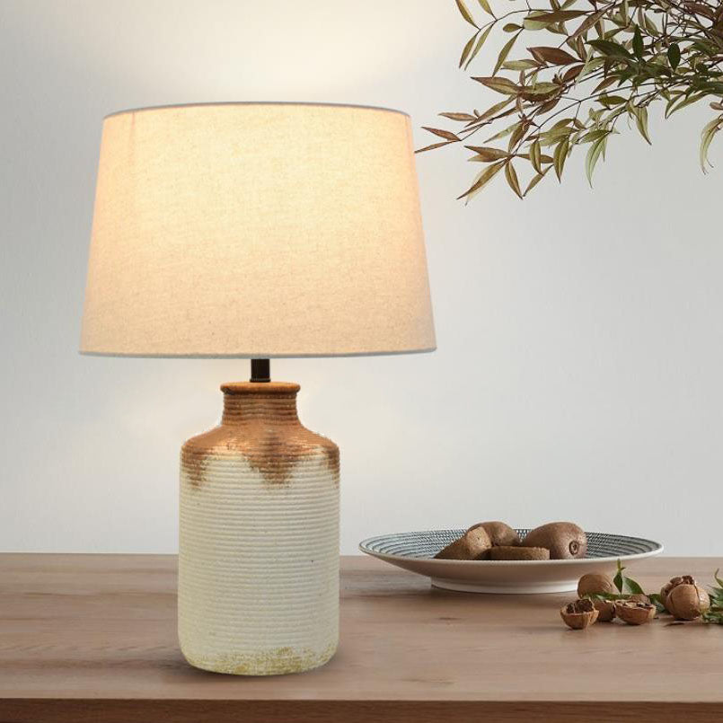 Fabric Earthenware Pot Bedroom Table Lamp