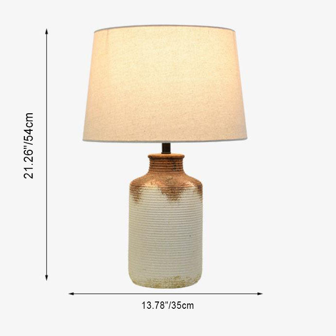 Fabric Earthenware Pot Bedroom Table Lamp