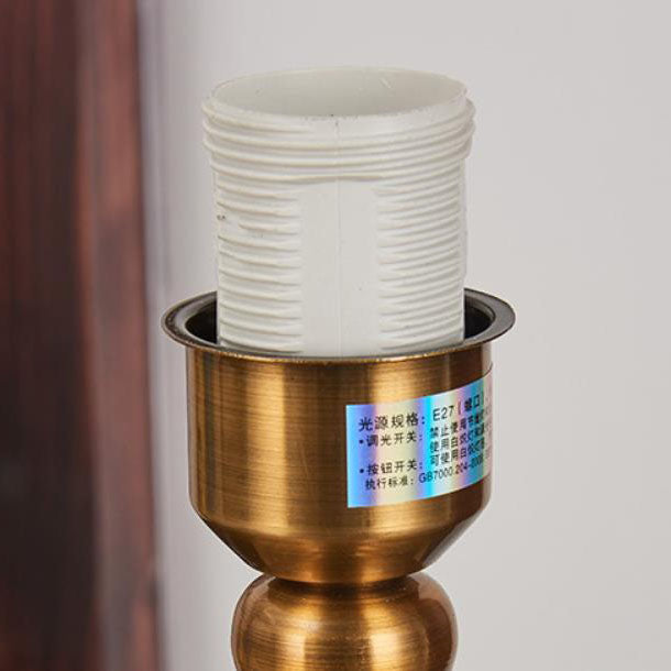 Fabric Round Ceramics Vase Table Lamp