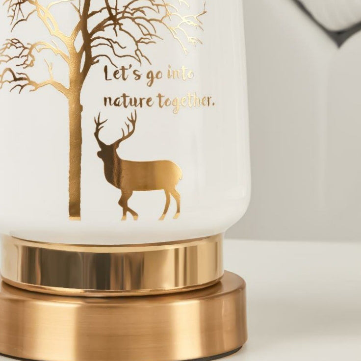 Cylinder Ceramic Hardware Fabric Table Lamp