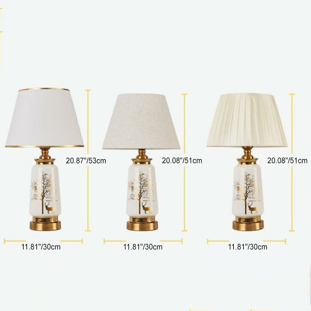 Cylinder Ceramic Hardware Fabric Table Lamp