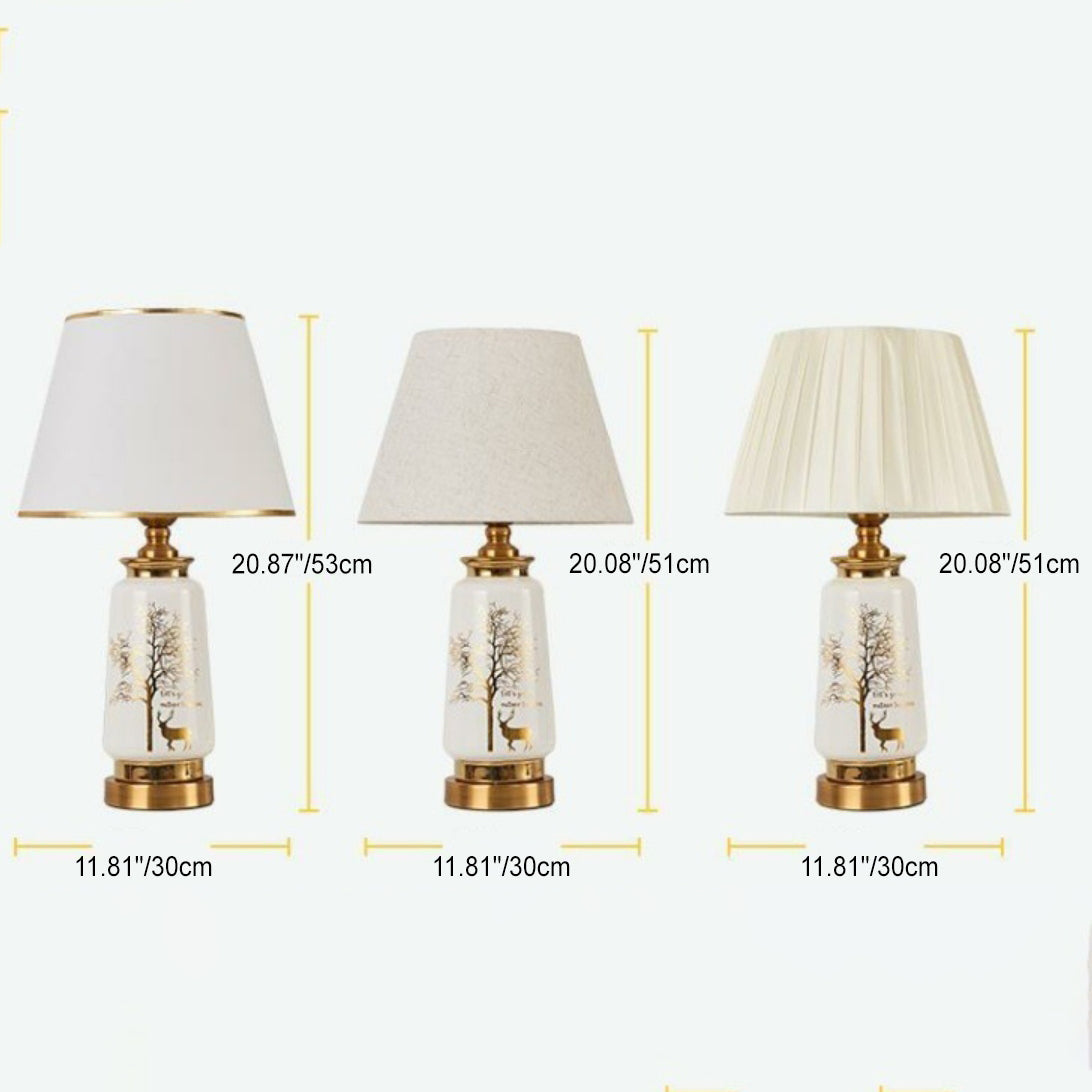 Cylinder Ceramic Hardware Fabric Table Lamp
