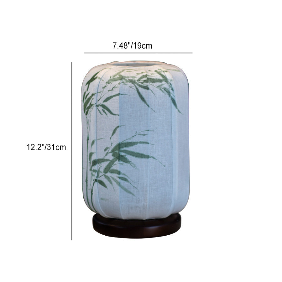 Wood Cotton Hemp Cylinder Table Lamp