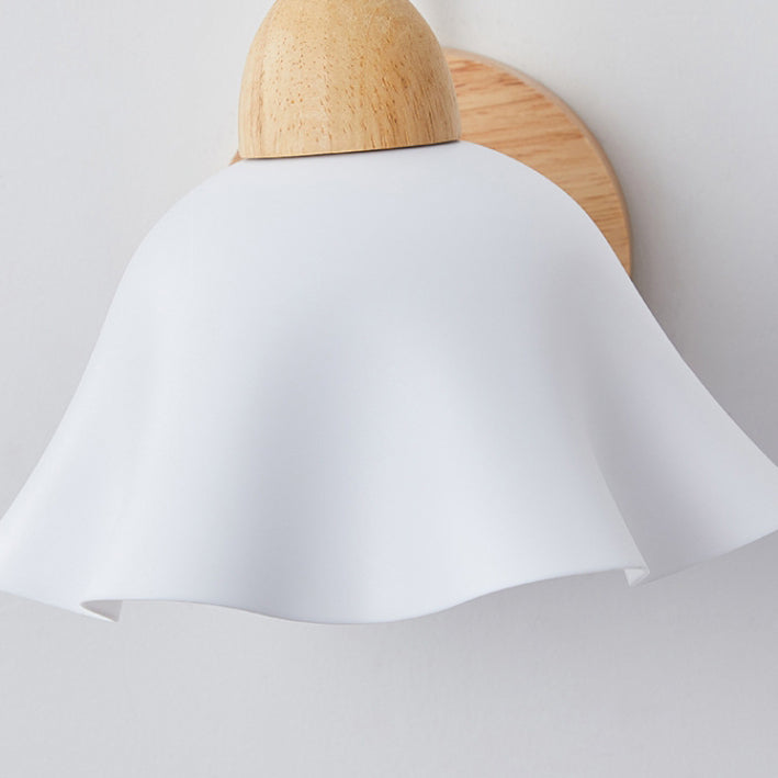 Wood Ceramic Flower Living Wall Lamp
