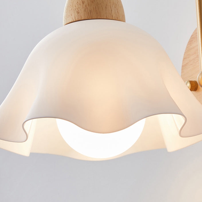 Wood Ceramic Flower Living Wall Lamp
