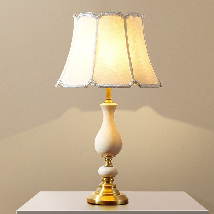 Trapezoidal Vase Ceramic Fabric Table Lamp